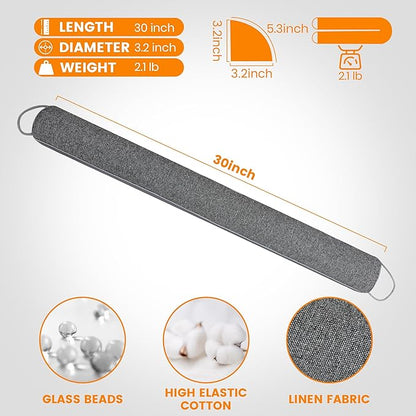 TORRAMI Under Door Draft Stoppers 30 Inch, Heavy Triangle Stop Draft Block Cold Air/Wind/Breeze Noise Blocker Door Sweeps Weather Stripping Bottom Seal Dark Gray