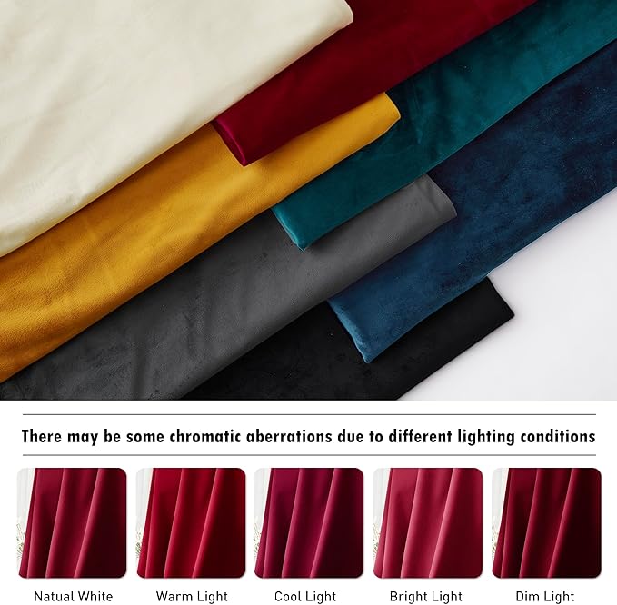 RYB HOME Red Velvet Curtains 80 inches, Back Tab Soft Fabric Room Darkening Thermal Insulated Luxurious Home Decor Curtains for Living Room Bedroom, W 52" x L 80", 2 Panels Set