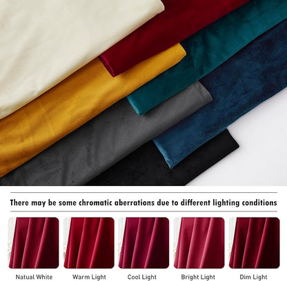 RYB HOME Red Velvet Curtains 92 inches, Back Tab Soft Fabric Room Darkening Thermal Insulated Luxurious Home Decor Curtains for Living Room Bedroom, W 52" x L 92", 2 Panels Set