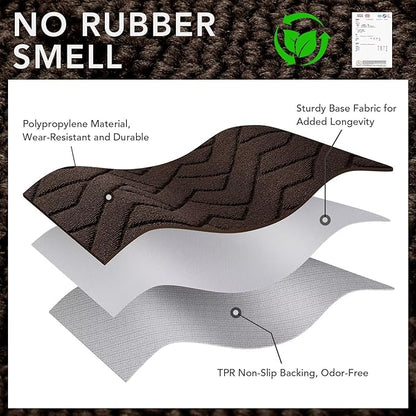 hicorfe Front Door Mat Outside Entrance,32"x40" Absorbent Muddy Dirt Resist Welcome Door Mats Outdoor Indoor,Stain and Fade Resistant,Non Slip Backing Entry Mat Doormat for Entryway(Coffee)