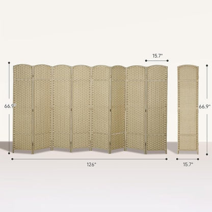 HOMCOM Room Divider, 8 Panel Folding Privacy Screen, 5.6' Tall Freestanding Wall Partition for Home Office, Bedroom, Beige