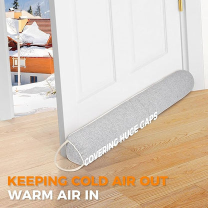 TORRAMI Under Door Draft Stoppers 32 Inch, Heavy Triangle Stop Draft Block Cold Air/Wind/Breeze Noise Blocker Door Sweeps Weather Stripping Bottom Seal Light Gray
