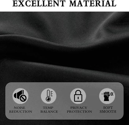 DONREN 99% Blackout Curtains for Bedroom - Thermal Insulating Blackout Rod Pocket Drapes for Small Windows (52 x 84 Inches Long,Set of 2 Panels,Black)