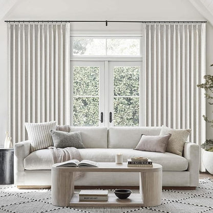 Topfinel Extral Wide Curtains, Pinch Pleated 100% Blackout Linen Luxury Drapery with Hooks for Patio Sliding Door Large Window Living Room Track System, 72" Wx102 L 1 Panel