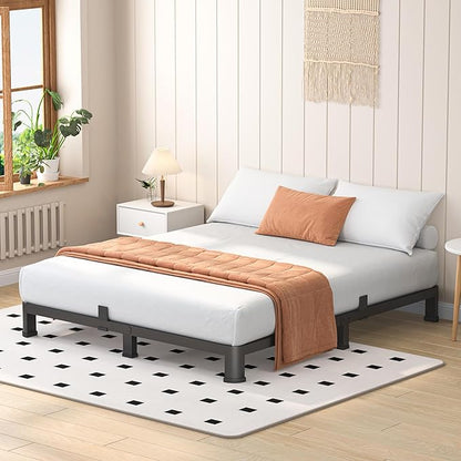 4 Inch King Heavy Duty 3500 lbs Bed Frame with Round-Corner Legs & Anti-Squeak Design – Quick Assembly Metal Platform, No Box Spring Needed