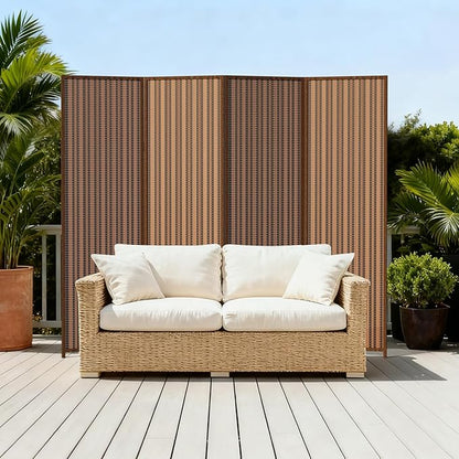 4 Panel Room Divider and Extra Wide Folding Privacy Screen, 63" W x 67" H, Bamboo Room Divider for Room Separation.