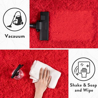 5x7 Red Rugs for Bedroom, Soft Fluffy Shaggy Rugs for Living Room, Non-Slip Modern Indoor Fuzzy Shag Floor Rug for Home Decor Aesthetic
