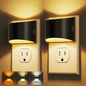 DORESshop LED Night Light[2 Pack], Night Lights Plug into Wall, Plug in Night Light with 3 Color Temperatures, Dusk to Dawn Sensor, Nightlights for Adults, Bedroom, Bathroom, Hallway, Black