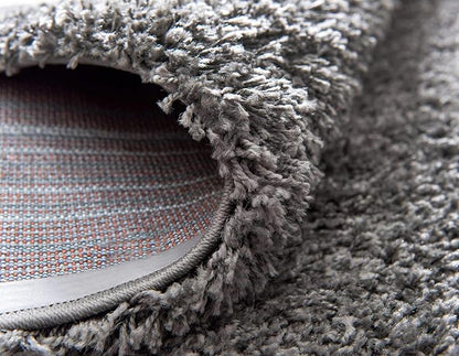 Unique Loom Solid Shag Collection Area Rug (5' 1" Round Graphite Gray)