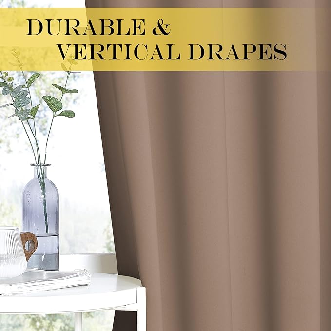 NICETOWN Room Darkening Curtain for Living Room - Energy Saving Thermal Insulated Grommet Room Darkening Curtain/Drape for Bedroom (1 Panel, 46 by 72, Cappuccino)