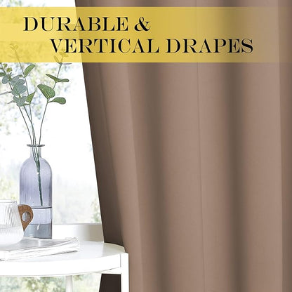 NICETOWN Room Darkening Curtain for Living Room - Energy Saving Thermal Insulated Grommet Room Darkening Curtain/Drape for Bedroom (1 Panel, 46 by 72, Cappuccino)