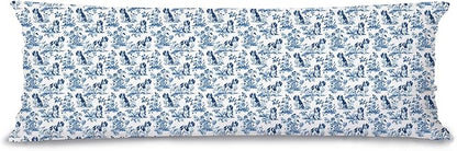 Chinoiserie Cavalier King Charles Spaniel Dog 20x54 Body Pillow Cover with Zipper,Blue and White Grandmillennial French Country Cavalier Dog Decorative Body Pillow Cases for Bed Couch
