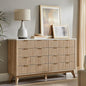 T4TREAM Fluted 8 Drawers Dresser, 54" Wide Modern Chest of Drawers with Faux Marble Top, Curved Profile Design, Dresser TV Stand, Wood Drawer Organizer for Bedroom, Living Room, Hallway, Natural Oak