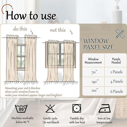 Blackout Living Room Curtains 72 Inch Long 2 Panels, Textured Linen Black-Out Curtains for Bedroom Light Blocking, Bronze Grommet Thermal Insulated Window Drapery, Each 52" Wide, Natural