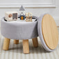 FIMIVIBI Small Foot Stool Ottoman with Storage, Soft Faux Fur Ottoman Foot Rest for Couch, Round Footstool with Storage, Small Ottomans and Footstools for Living Room and Entryway (Gray)