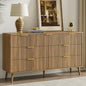 LYNSOM 55" Wide Fluted Dresser for Bedroom with 7 Drawer, Modern Chest of Drawers with Curved Profile Design and Metal Handles, Wood Dresser TV Stand & Storage Organizer for Living Room, Walnut