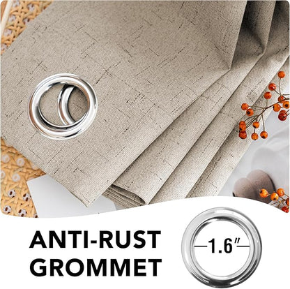 H.VERSAILTEX 100% Blackout Curtains for Bedroom Thermal Insulated Linen Textured Curtains Heat and Full Light Blocking Drapes Living Room Curtains 2 Panel Sets, Cobblestone, 52x96 Inch