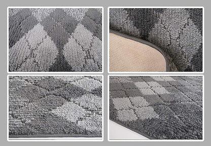 Custom Length Hallway Runner Rug,Slip Resistant,Squares Anthracite, 26 Inch X 27 feet, Sold and Priced Per Foot