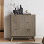 T4TREAM Fluted 3 Drawer Dresser, 32" Tall Modern Chest of Drawers, Curved Profile Design, Wood Drawer Organizer for Bedroom, Living Room, Hallway, Entryway, Grey Alder
