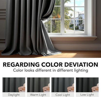 Deconovo Blackout Curtains, Thermal Insulated, W38 x L84 2 Panels, Back Tab, Machine Washable, Room-Darkening Drapes for Bedroom/Living Room Dark Grey