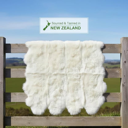 Genuine Extra Large Sheepskin Rug for Living Room/Bedroom - Super Soft Sheep Skin - Eight Pelt Natural Non-Dyed Fur with Skid Resistant Suede Backing, 6ft. x 8ft.