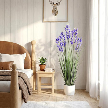 Green Onions Home Decor Fake Plants Lily of The Valley Snake Plant Home DéCor Accents Artificial Grass Room Decor Artificial Plants Indoor Artificial Grass 47“ 1 Pack（Purple）