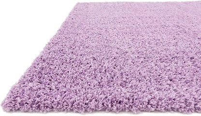 Unique Loom Solid Shag Collection Area Rug (8' Square, Lilac)