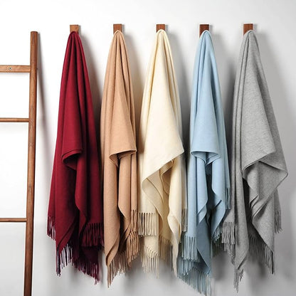 EP Mode 100% Pure Cashmere Throw Blanket for Sofa, Classic Design with Gift Box (Lt. Heather Grey)