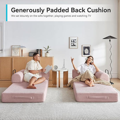 Compression Sofa, Cloud Sectional Sofa,Sofa Bed, Boneless Modular Sectional Sofa with 2 Pillow, Comfy Fluffy Couch with Futon Bed, Perfect for Living Room, Small Space