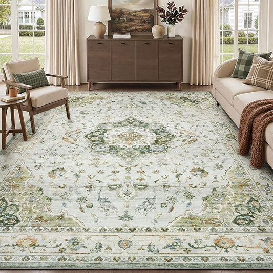 PADOOR 6X9 Area Rug,Rugs for Living Room,Soft Green Rugs for Bedroom,Machine Washable Rugs Non Slip Carpet,Rug for Dining Room Living Room Bedside Office