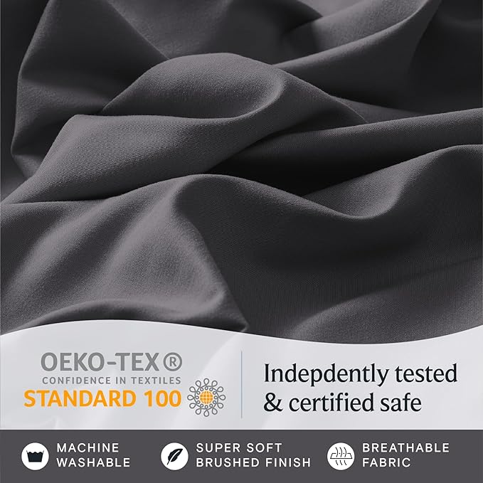 LuxClub 3 PC Twin Sheet Set, Deep Pockets Wrinkle Free Cooling Bed Sheets Hotel Bedding for Women, Men, Kids & Teens, Includes 1 Fitted Sheet, 1 Flat Sheet and 1 Pillowcase-Silky Soft Dark Grey