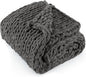 Chunky Knit Throw Blanket 50"X 60", 100% Handmade with Soft Chenille Yarn, 4.4lbs Thick Cable Knitted Blankets, Large Rope Knot Crochet Throws for Couch Sofa Bed Home Decor, Dark Grey