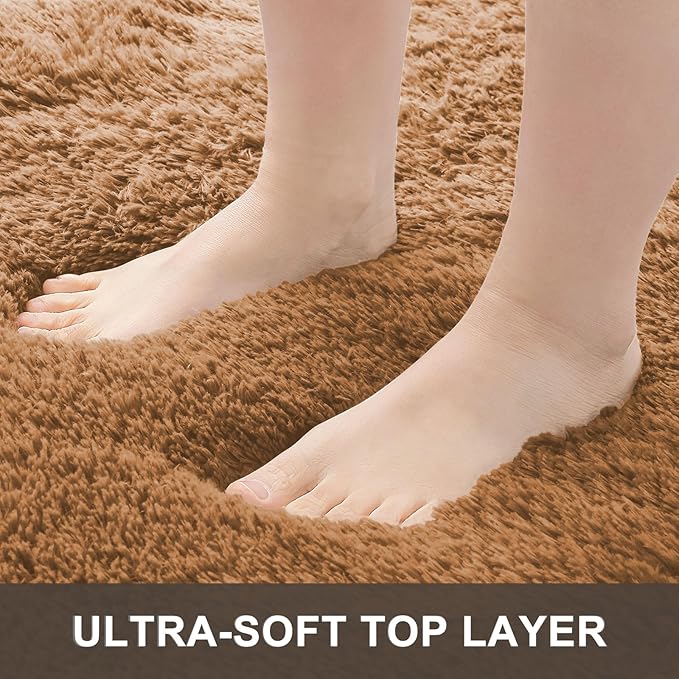 OLANLY 5x8 Machine Washable Large Area Rugs for Living Room, Bedroom, Soft Fluffy Shaggy Bedside Rug, Indoor Floor Carpet for Kids Girls and Boys, Dorms, Nursery, Home Decor Aesthetic, Khaki