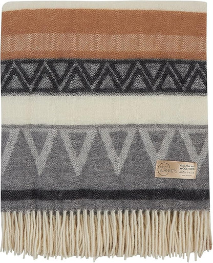 | Wool Blanket/Throw | 100% New Zealand Wool | Perfect for Home and Outdoors | Virgin Wool Throw with Fringes 75"x87" (190 x 220 cm)