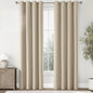ChrisDowa 100% Blackout Natural Solid Solid Curtains 90 Inches Long 2 Panels for Bedroom Living Room,Farmhouse Room Darkening Thermal Insulated Soundproof Grommet Top Window Treatment Drapes,52x90