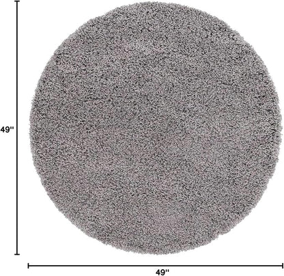 Unique Loom Solid Shag Collection Area Rug (4' 1" Round, Cloud Gray)