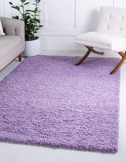Unique Loom Solid Shag Collection Area Rug (8' x 10' Rectangle Lilac)