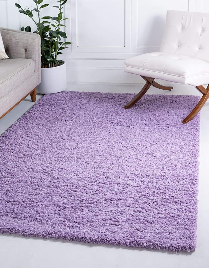 Unique Loom Solid Shag Collection Area Rug (9' x 12' 2" Rectangle Lilac)