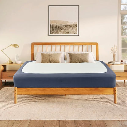 Biscaynebay Decorative Box Spring Cover Queen Size, Dark Grey Jersey Luxurious Jersey Knitting Stretchy Wrap Around 4 Sides Bed Skirt for Home/Hotels, Easy Fit Wrinkle & Fade Free Machine Washable
