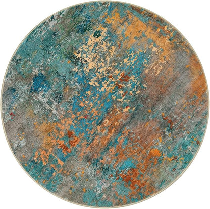 Lahome Modern Abstract Round Rug 5Ft - Colorful Washable 5x5 Circle Rugs for Living Room Bedroom Non Slip, Soft Indoor Floor Carpet for Dining Table Bathroom Nursery Dorm Decor