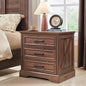 ACCOHOHO Farmhouse Nightstand with Charging Station, 22 Inch Wide End Table with 3 Large Drawers & Bar Handles, Rustic Wood Small Dresser Chest of Drawers for Bedroom, Living Room, Closet, Brown