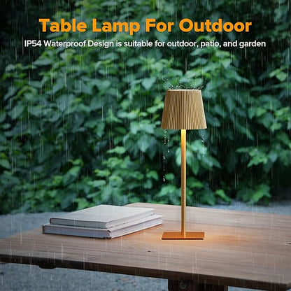 LUTEC 4 Pack Cordless Table Lamp,6000mAh Rechargeable Battery Operated Desk Lamp,Two Adjustable Heights,Waterproof, Touch Control & 3 Color Stepless Dimming for Restaurant/Bedroom/Bars/Outdoor (Gold)