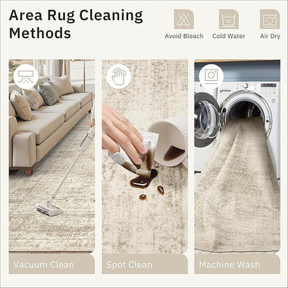 6x9 Area Rug for Living Room Washable 6x9 Rug Non-Slip Modern Rugs for Bedroom Dinning Room Ultra-Thin Indoor Beige Rug