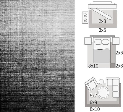 Area Rugs 8x10, Machine Washable Rugs for Living Room Floor Non Silp Vintage Rug Black Carpet for Living Room Dinning Room Bedroom Rug Under Bed Home | Black White