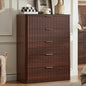 LEYAOYAO Fluted 5 Drawers Dresser Set of 2, 41" Tall Modern Chest of Drawers with Metal Handle, Curved Profile Dresser TV Stand, Wooden Drawer Organizer for Bedroom, Living Room, Hallway, Walnut