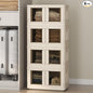 FLEXIMOUNTS 150 QT Stackable Storage Bins With Lids, Collapsible Plastic Storage Bins, Closet Organizers and Storage Containers with Doors and Built-in Wheels For Home, 4 Pack Cubes, Milky White