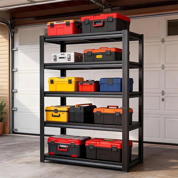 72''H Metal Garage Shelving Unit ,5-Tier Garage Storage Shelves Heavy Duty，Adjustable 3020 lbs Shelf, Upgraded Reinforced Double-Layer Columns for Basement Kitchen Laundry Room Pantry Rack 40''W*16''D