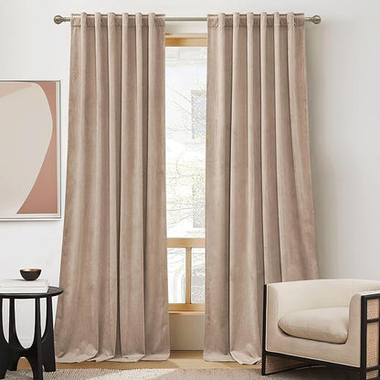 RYB HOME Velvet Closet Curtains 84 inches, Room Darkening Thermal Insulated Privacy Back Tab Drapes for Doorway Enterway, Dormitory, Blush, W 42 x L 84 inches, 2 Panels Set
