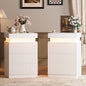 Nightstand Set of 2 for Bedroom, LED Nightstand with 3 Drawers and Charging Station, Mid Century Modern Fluted Nightstands, Bedside Tables & End Tables, White