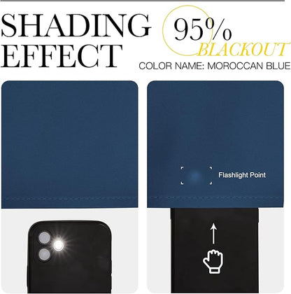 NICETOWN Moroccan Blue Curtains for Sliding Door - 52 by 95, 2 Pieces, Blocking Out 50% Sunlight Window Treatment Modern Design Curtain Panels for Dining Room